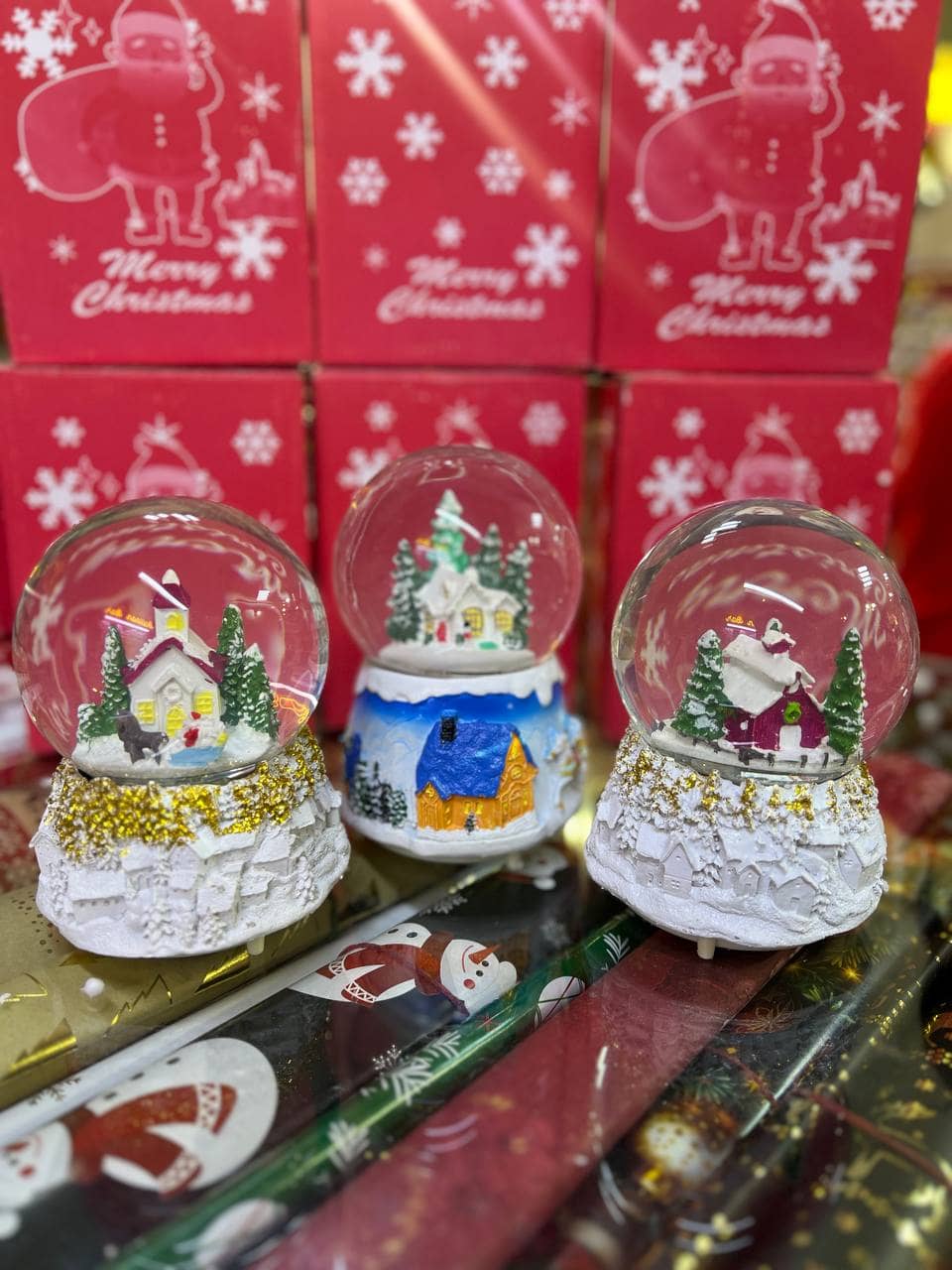 Снежный шар музыкальный Новый год, белый 100 мм 1