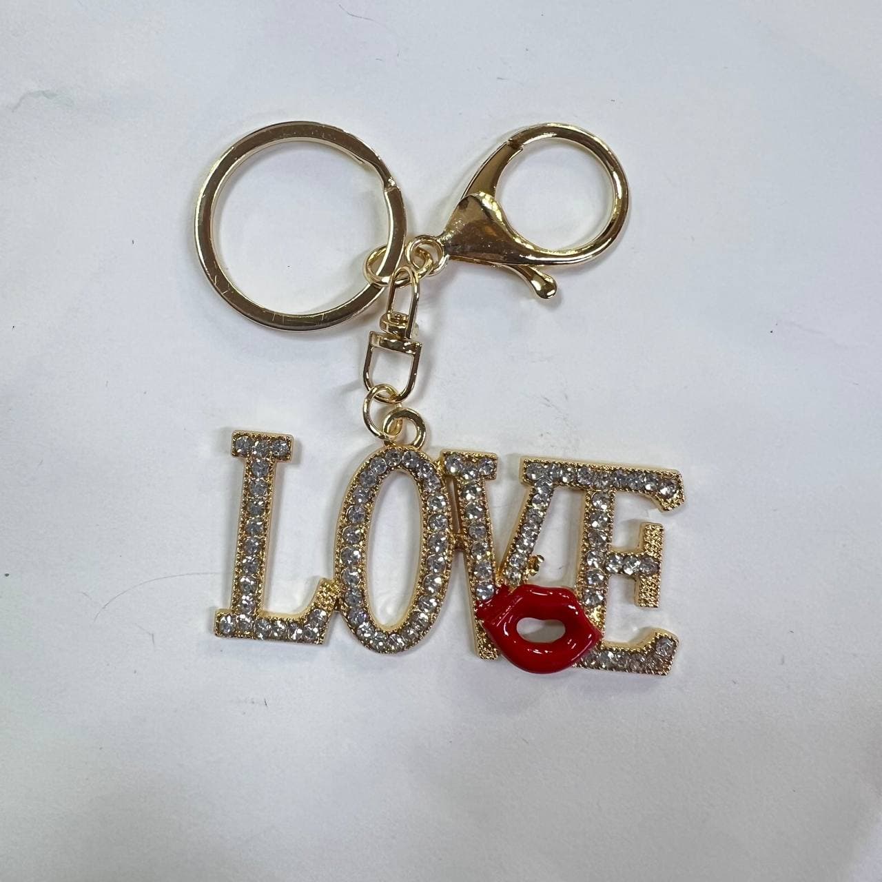 Брелок LOVE с камнями метал