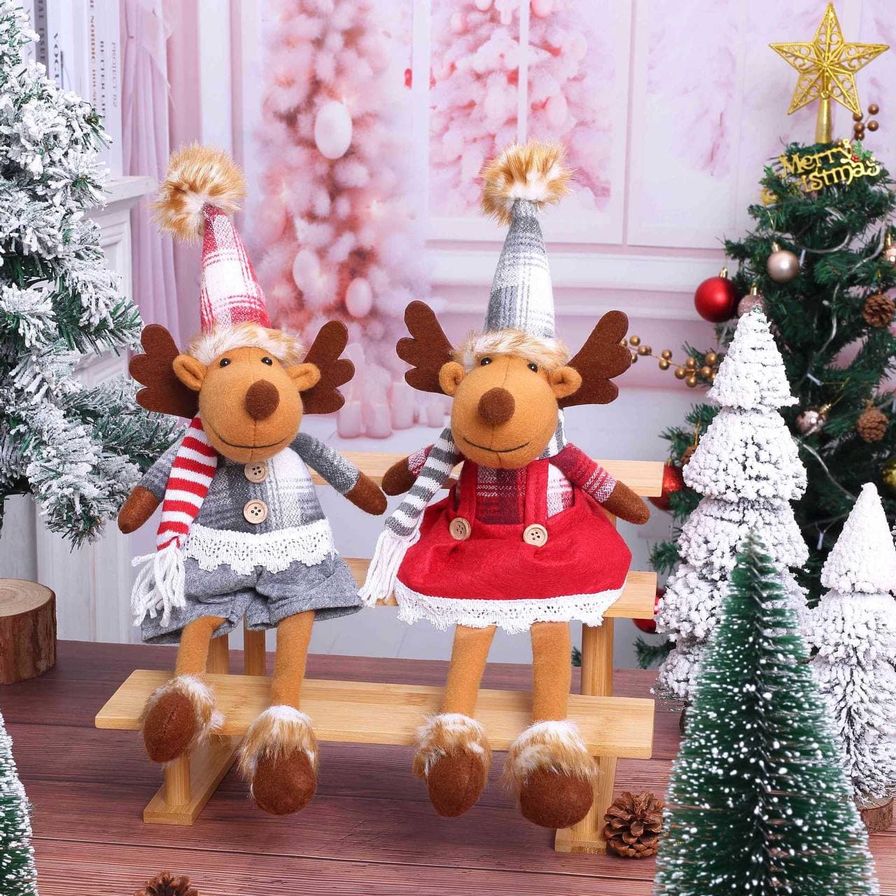 Олень новогодний с длинными ногами, 27см