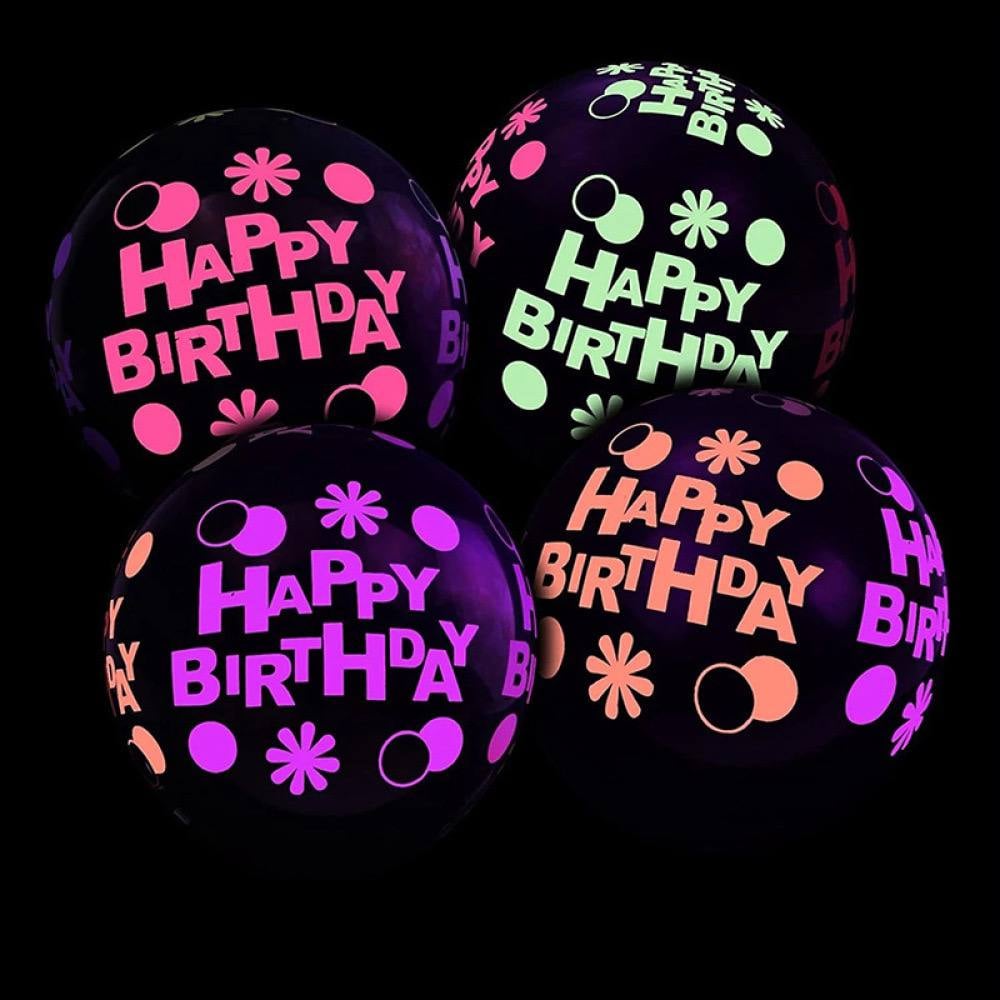Флуоресцентный воздушный шар Happy birthday, 12 дюйм
